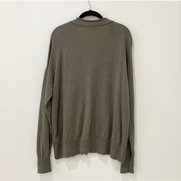 COS Olive Green Wool-Blend Cardigan Size L - Picture 2 of 4